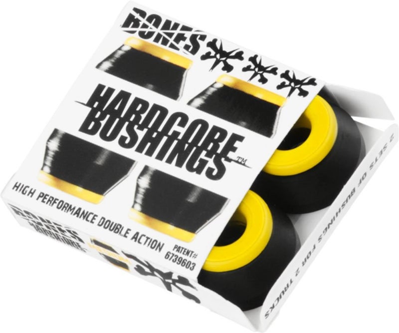 Bones Hardcore 4pc Medium Black Yellow Bushings Skateboard Bushings - Image 4