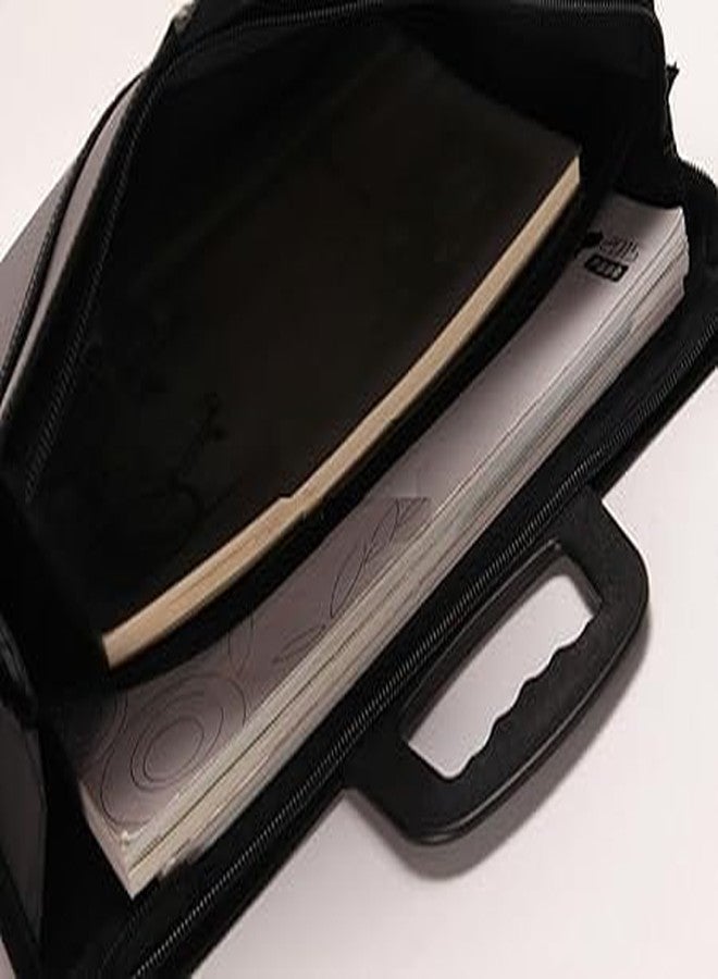 QUALIZA Leather Document Storage Bag Professional File Folders for Certificates, Documents Holder with Handles, Unisex Business Handbag Briefcase Laptop Handle Bag [1Pcs] - Image 2