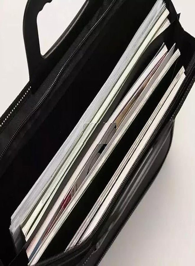 QUALIZA Leather Document Storage Bag Professional File Folders for Certificates, Documents Holder with Handles, Unisex Business Handbag Briefcase Laptop Handle Bag [1Pcs] - Image 3