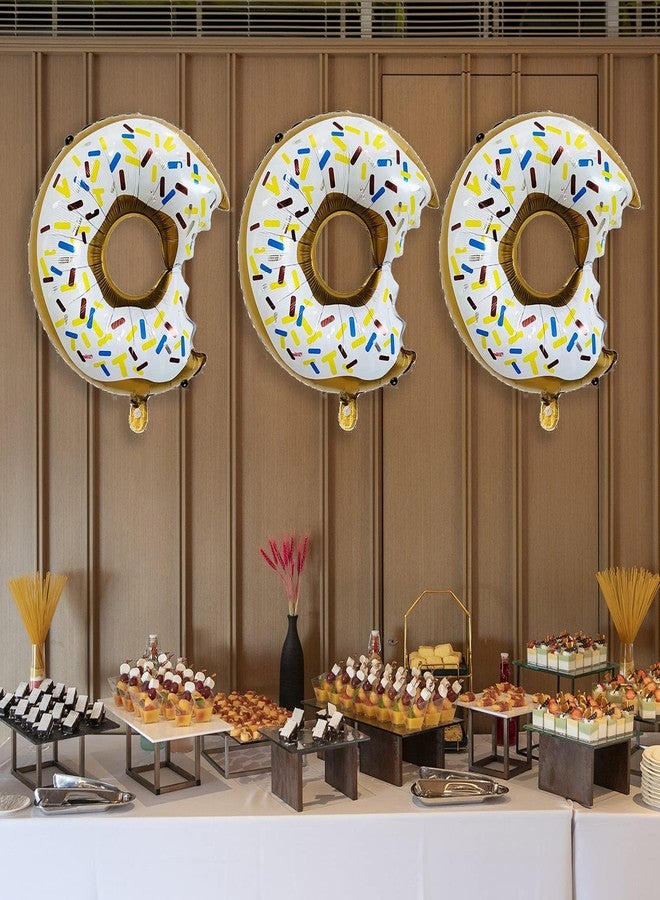 Lamantery Donut Foil Balloon Doughnut Mylar Balloons Sweet Candy Balloon for Baby Shower Party Decoration White 6pcs - Image 3