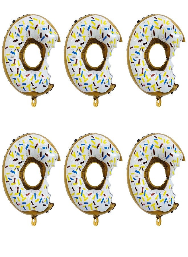 Lamantery Donut Foil Balloon Doughnut Mylar Balloons Sweet Candy Balloon for Baby Shower Party Decoration White 6pcs - Image 2