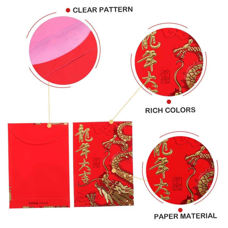 60 Pieces Chinese Red Envelope Lucky Money Bags Paper Material Mixed Style For Lunar New Year Dragon Birthday Gift - Image 4