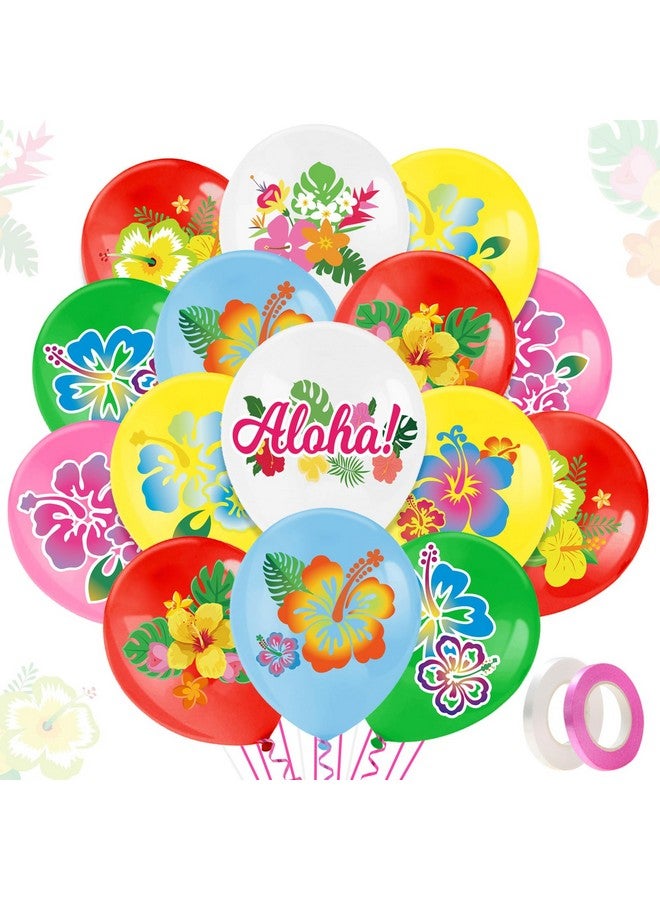HOWAF 45pcs Hibiscus Flower Latex Balloons for Tropical Luau Party Decoration, Hawaii Flower Balloons for Aloha Party Decorations, Multicolor Summer Flower Party Balloons for Summer Birthday Supplies - Image 1