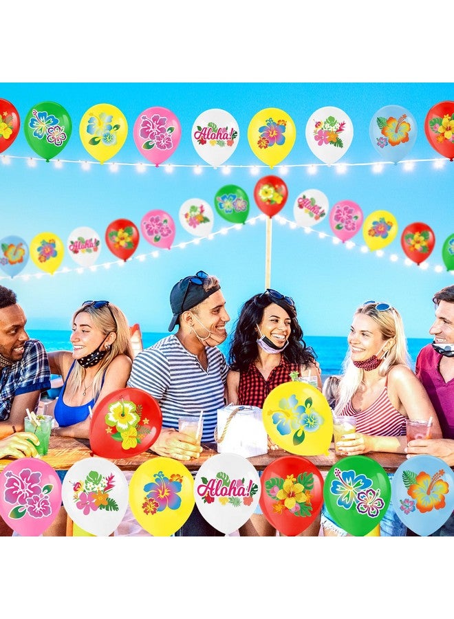 HOWAF 45pcs Hibiscus Flower Latex Balloons for Tropical Luau Party Decoration, Hawaii Flower Balloons for Aloha Party Decorations, Multicolor Summer Flower Party Balloons for Summer Birthday Supplies - Image 5
