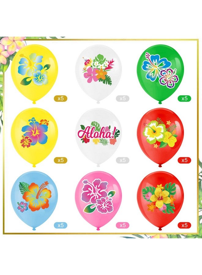HOWAF 45pcs Hibiscus Flower Latex Balloons for Tropical Luau Party Decoration, Hawaii Flower Balloons for Aloha Party Decorations, Multicolor Summer Flower Party Balloons for Summer Birthday Supplies - Image 2