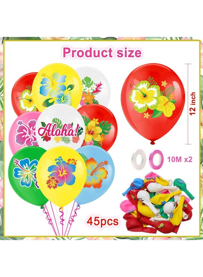 HOWAF 45pcs Hibiscus Flower Latex Balloons for Tropical Luau Party Decoration, Hawaii Flower Balloons for Aloha Party Decorations, Multicolor Summer Flower Party Balloons for Summer Birthday Supplies - Image 3