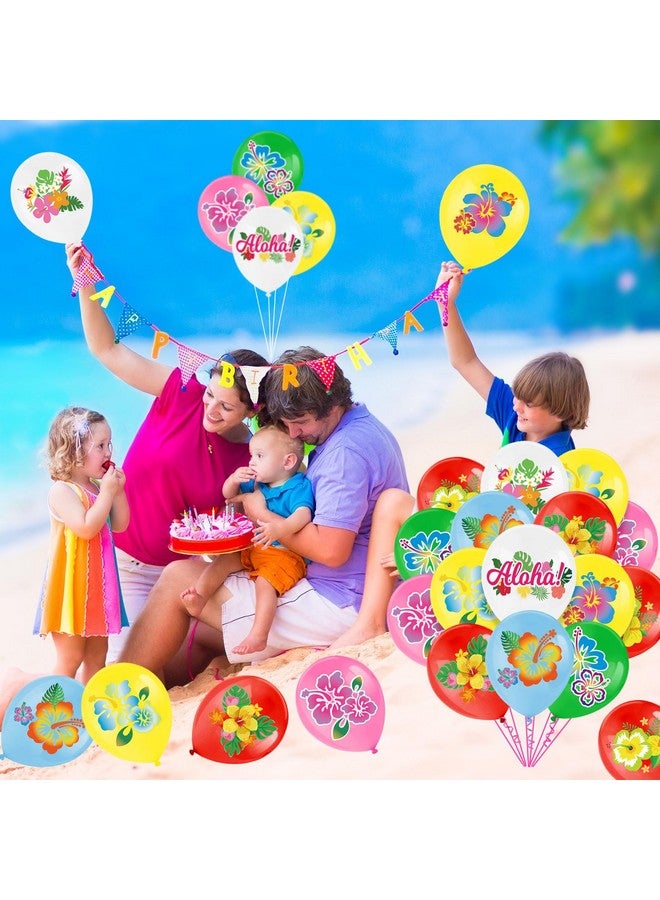 HOWAF 45pcs Hibiscus Flower Latex Balloons for Tropical Luau Party Decoration, Hawaii Flower Balloons for Aloha Party Decorations, Multicolor Summer Flower Party Balloons for Summer Birthday Supplies - Image 4