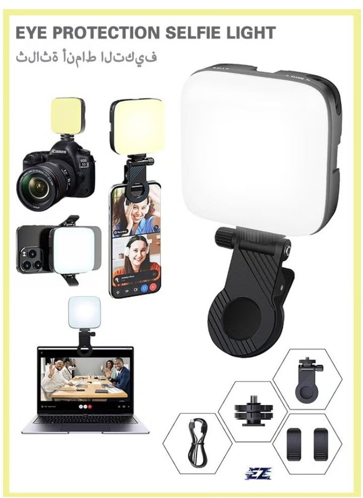 ELTRAZONE Selfie Light, Phone Light with Front & Back Clip, 3000-9900K Dimmable LED Portable Light, 2000mAh Rechargeable Video Light for Phone Camera, Laptop, TikTok & Makeup - Image 1