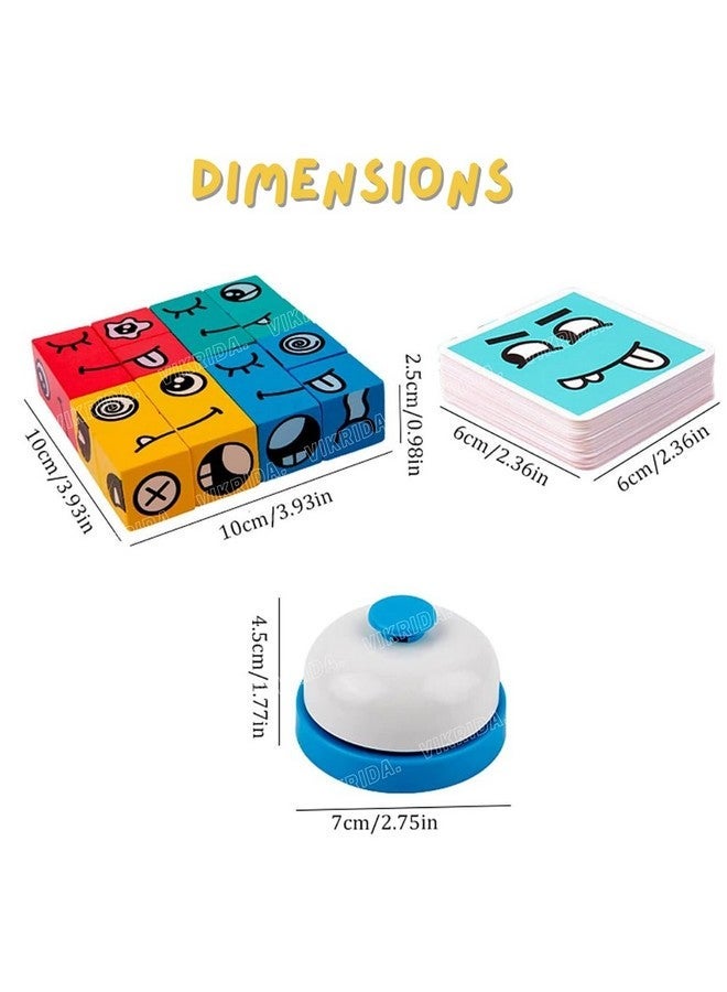 VikriDA Emoji Cube face Game with Bell for Kids | Expressions Matching Block Puzzle Toy Toddler Toy | Cute Face Changing Cube with 16 Cube Parent-Child Board Games | Preschool Educational Learning Toy - Image 4