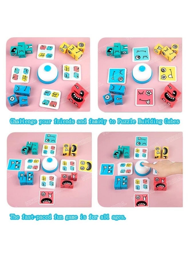 VikriDA Emoji Cube face Game with Bell for Kids | Expressions Matching Block Puzzle Toy Toddler Toy | Cute Face Changing Cube with 16 Cube Parent-Child Board Games | Preschool Educational Learning Toy - Image 3