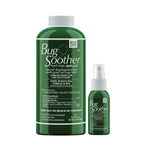 Bug Soother Refill - Natural Insect, Gnat and Mosquito Repellent & Deterrent - 100% DEET-Free Safe Bug Spray for Adults, Kids, Pets, Environment - Includes Free 1 oz. Travel Size. (16 oz.) - Image 1