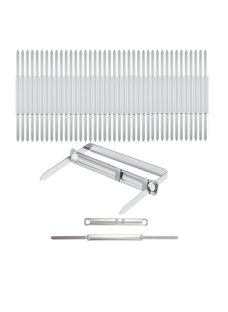 SYOSI - 100 Sets Prong Fasteners for Standard 2 Hole Punch,  Metal Prong Paper Fastener 2.75 Inch, Compressor for Paper File Folder, Box of 100 Complete Sets Silver - Image 1