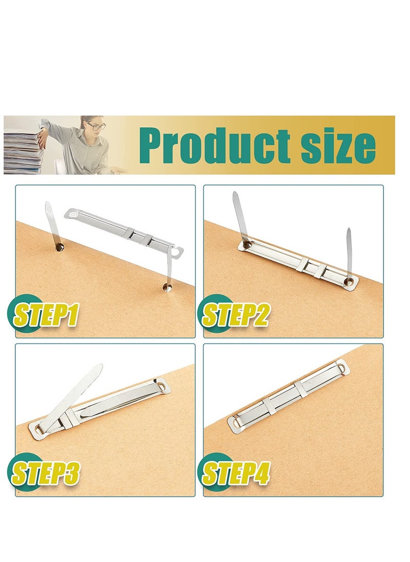 SYOSI - 100 Sets Prong Fasteners for Standard 2 Hole Punch,  Metal Prong Paper Fastener 2.75 Inch, Compressor for Paper File Folder, Box of 100 Complete Sets Silver - Image 1
