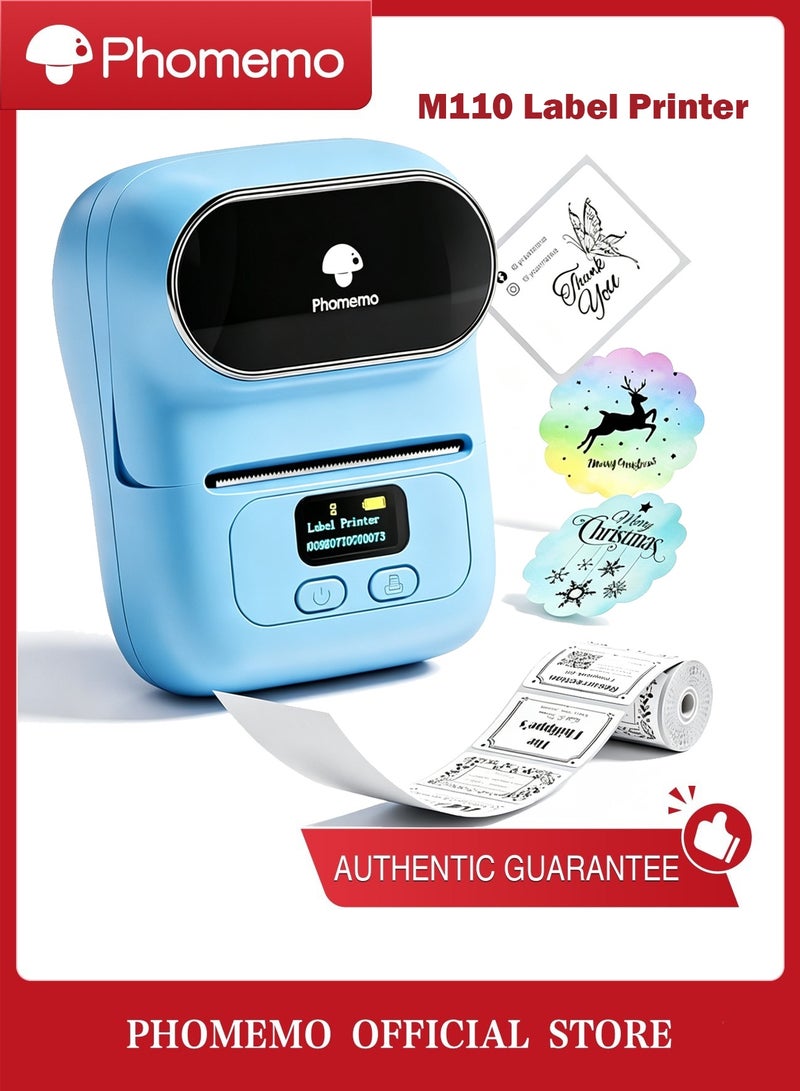 phomemo M110 Label Maker Machine with 50mm Print Width, Portable Bluetooth Thermal Label Printer, Barcode Printer for Clothing, Jewelry, Retail, Mailing, Compatible with Android IOS System (Blue) - Image 1