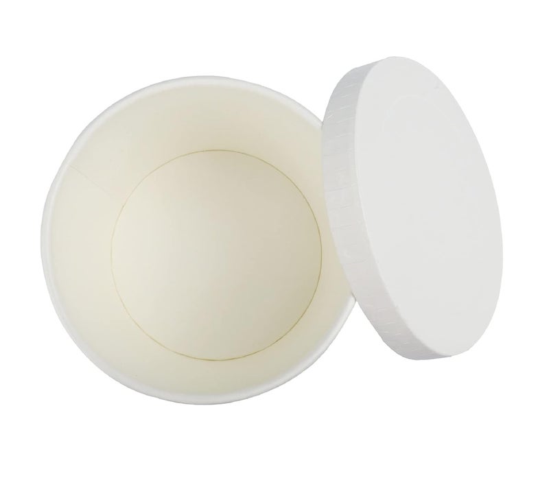 San Pareil Paper Container with lid 500 ml Capacity Pack of 15 Disposable One time Usage Biodegradable Eco Friendly Leak Proof Ideal for Parties Office and Travel Usage White