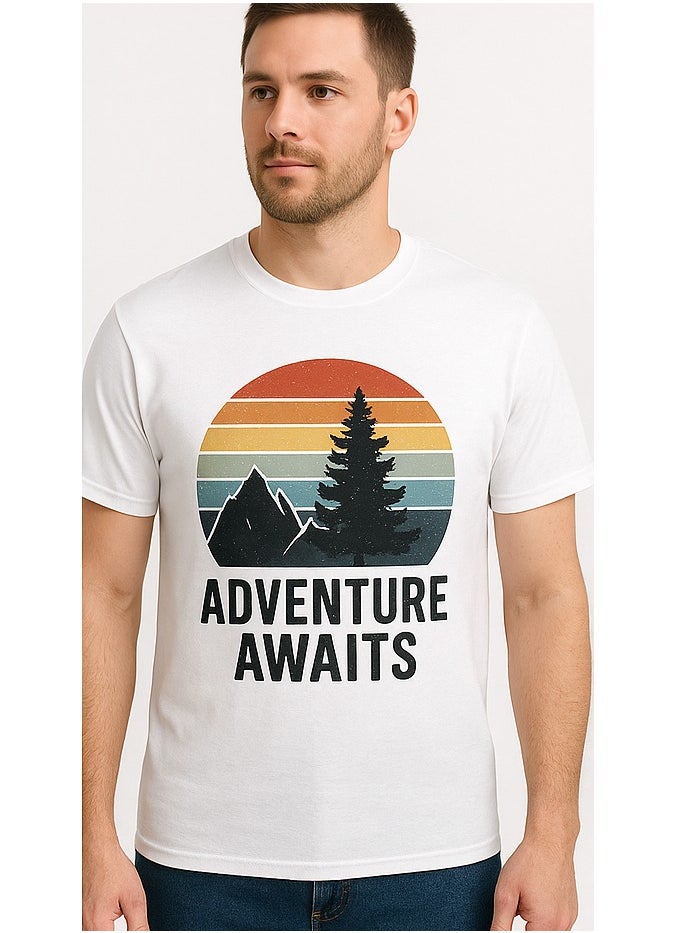 LOUD UNIVERSE Adventure Awaits Printed T Shirt Soft Tshirt For Men 