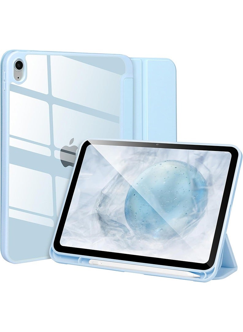 Theodor Hybrid Slim Case for iPad (A16) 11th Gen 11 Inch 2025/10th Gen 10.9 Inch 2022 Case with Pencil Holder, Shockproof Trifold Stand Protective Cover with Soft TPU Clear Back for iPad 11/ 10 Case, Auto Sleep/Wake Sky Blue - Image 1
