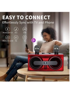 Smart Berry Karaoke Machine for Adults and Kids – Portable Bluetooth Speaker with 2 Wireless Microphones, PA Speaker System for Indoor & Outdoor Parties, Family Singing Fun  - Image 3
