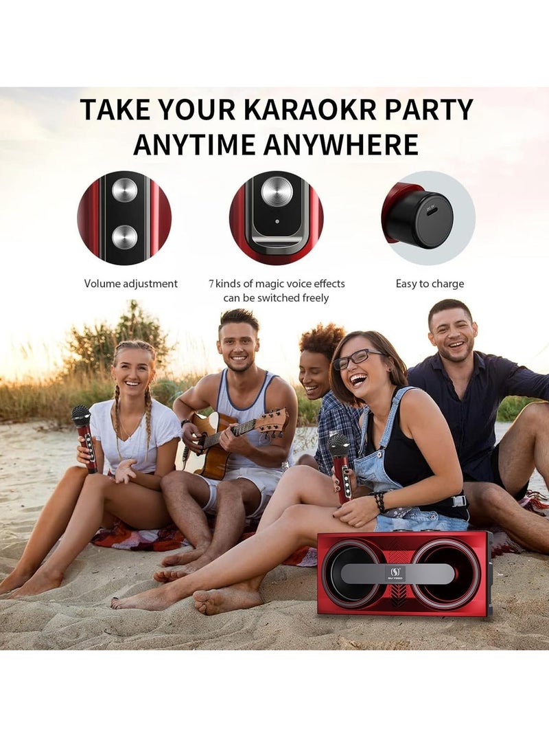 Smart Berry Karaoke Machine for Adults and Kids – Portable Bluetooth Speaker with 2 Wireless Microphones, PA Speaker System for Indoor & Outdoor Parties, Family Singing Fun  - Image 5