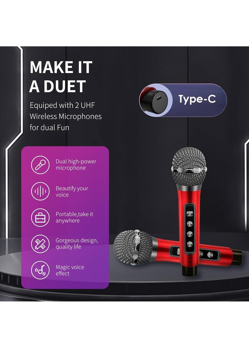 Smart Berry - Karaoke Machine for Adults and Kids – Portable Bluetooth Speaker with 2 Wireless Microphones, PA Speaker System for Indoor & Outdoor Parties, Family Singing Fun - Image 1