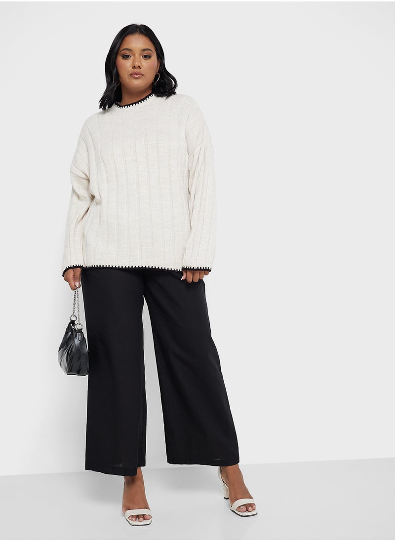 Ella Plus - High Waisted Tailored Pants - Image 1