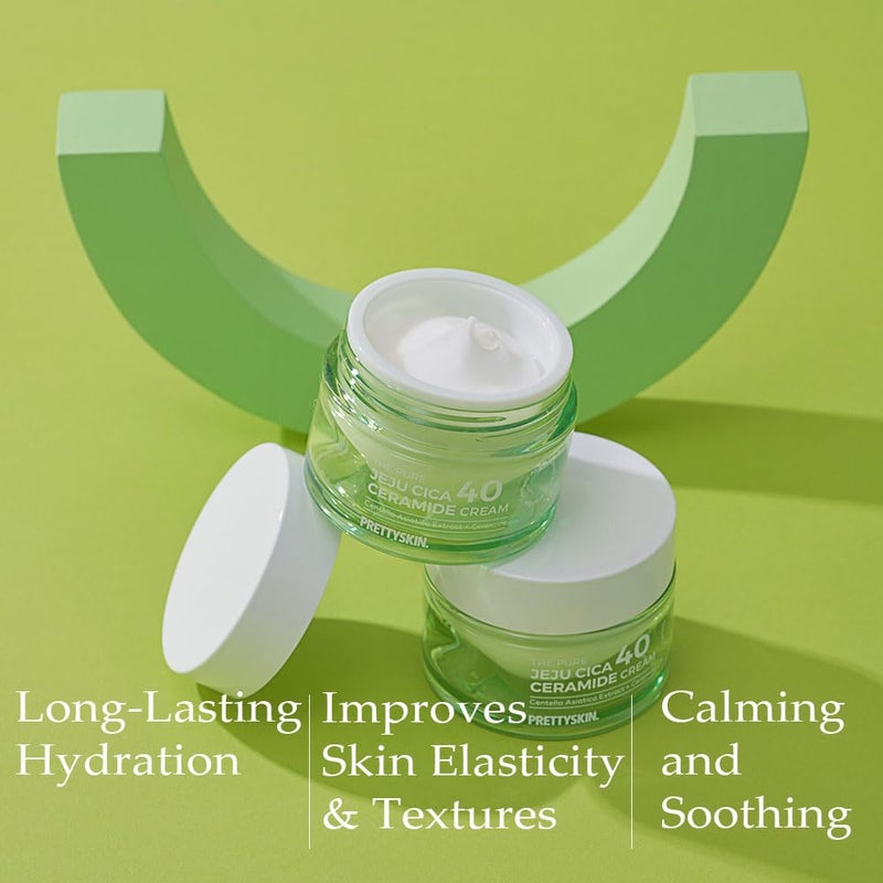 PRETTYSKIN Centella Asiatica 40% Gel Creamâ€“Korean Face Moisturizer with Hyaluronic Acid, Ceramide NP & Shea Butterâ€“Lightweight, Non-Sticky Hydration for Sensitive, Dry & Combination Skin (1.75 fl oz) - Image 3