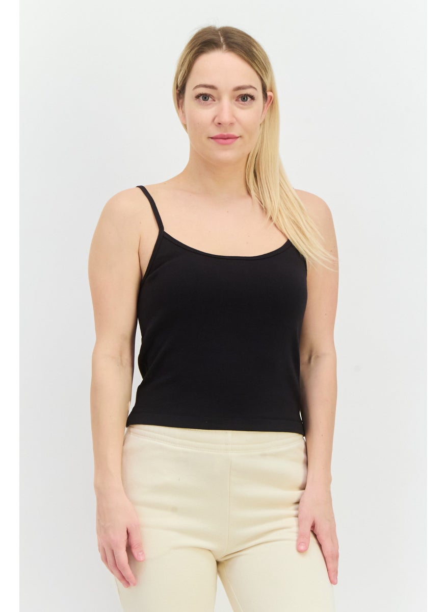 Champion Women Slim Fit Sleeveless Training Top, Black  - Image 1