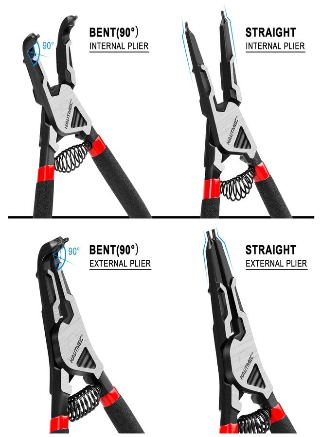 HAUTMEC 4PCS High Leverage Snap Ring Pliers Set, 7 inches Internal/External Circlip Pliers, Heavy Duty Snap Ring Pliers, C Clip Pliers with Spring Loaded HT0280 - Image 5