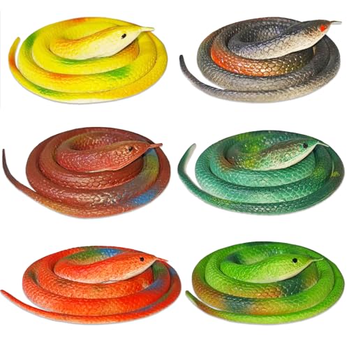 Winbar Realistic Rubber Snakes 6PCS 30 inch Realistic Rubber Snakes Stretchy Limbless Replica Reptiles Flexible Prank Props for Garden Props and Practical Joke - Image 1