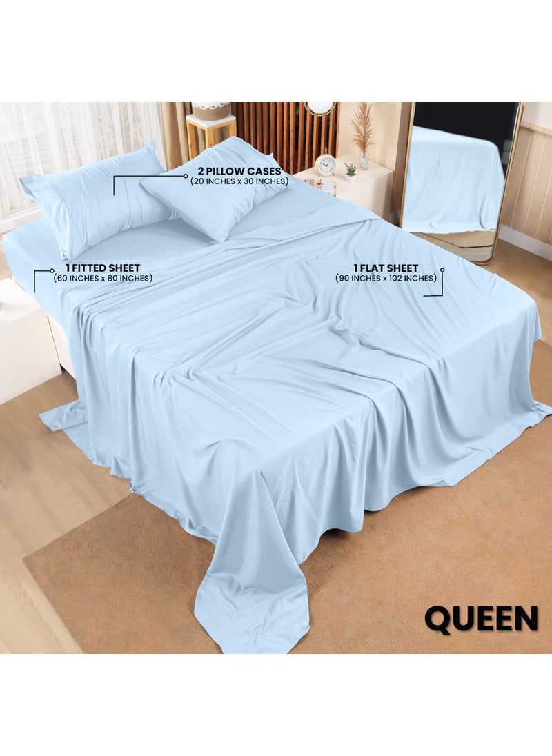 Utopia Bedding Utopia Bedding Queen Bed Sheets Set - 4 Piece Bedding - Brushed Microfiber - Shrinkage and Fade Resistant - Easy Care (Queen  Ice Blue)  - Image 2