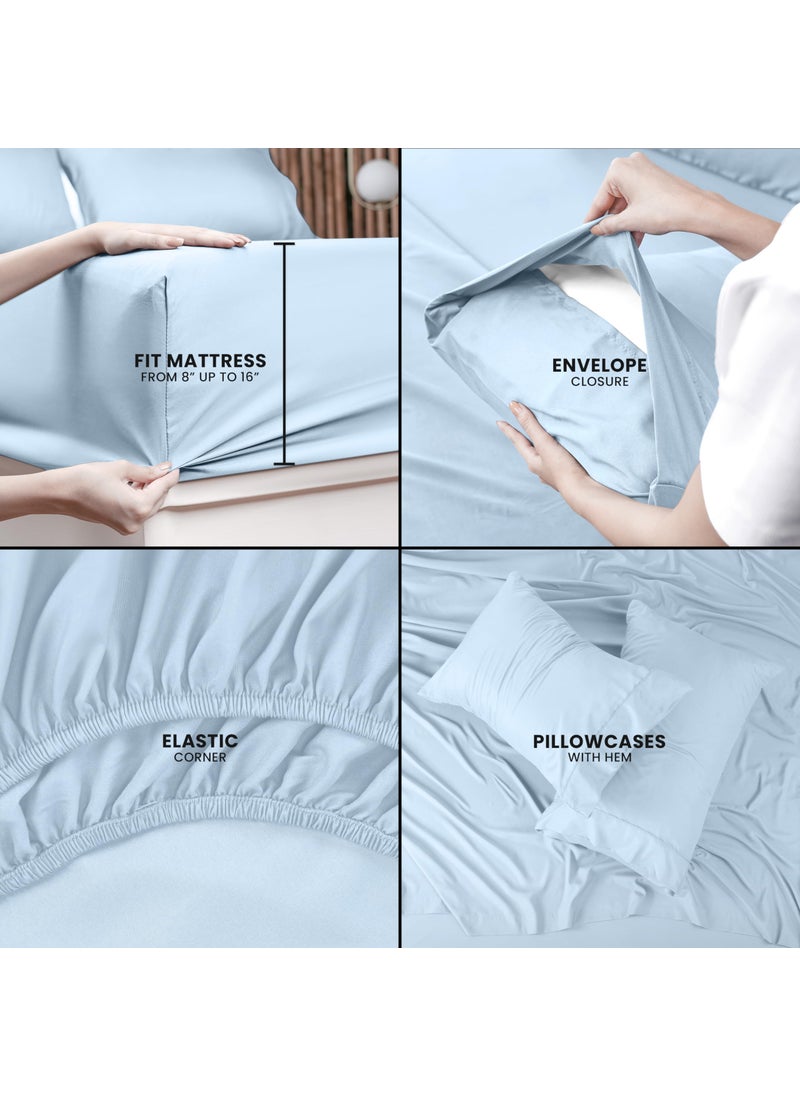 Utopia Bedding Utopia Bedding Queen Bed Sheets Set - 4 Piece Bedding - Brushed Microfiber - Shrinkage and Fade Resistant - Easy Care (Queen  Ice Blue)  - Image 4