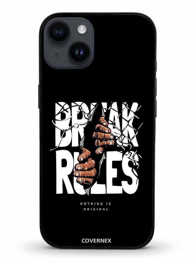 Covernex Apple iPhone 14 Protective Case Cover Printed Featuring Break Rules Shattered Text Graphic - Image 2