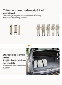 ETG 5-Piece Outdoor Camping Folding Table and Chair Convenience Set,1 Table and 4 Folding Chairs with Storage Bag  - Image 3