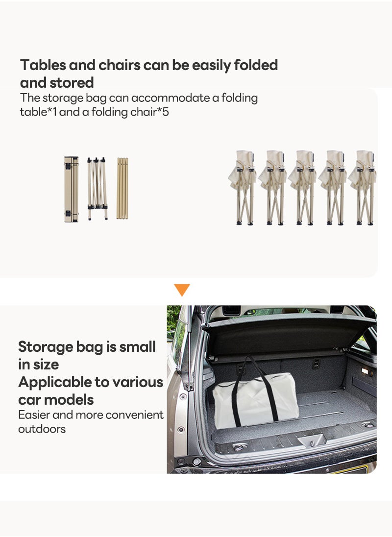 ETG 5-Piece Outdoor Camping Folding Table and Chair Convenience Set,1 Table and 4 Folding Chairs with Storage Bag  - Image 3