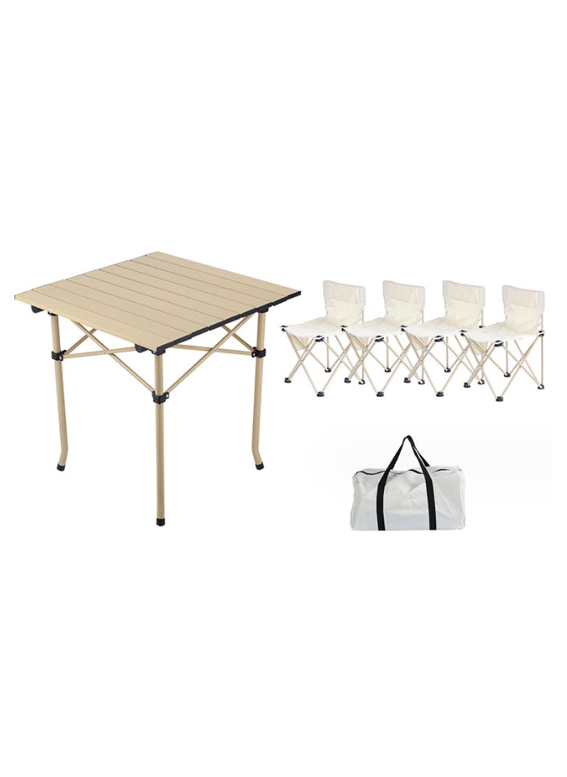 ETG 5-Piece Outdoor Camping Folding Table and Chair Convenience Set,1 Table and 4 Folding Chairs with Storage Bag  - Image 1