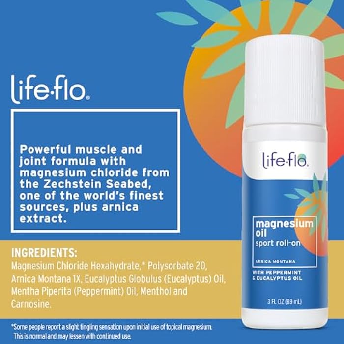 Life-FLO Magnesium Oil Sport Roll-On for Adults and Kids - Magnesium Chloride from Zechstein Seabed Plus Arnica - Calms and Refreshes Muscles and Joints After Exercise - 3oz Roller - Image 2