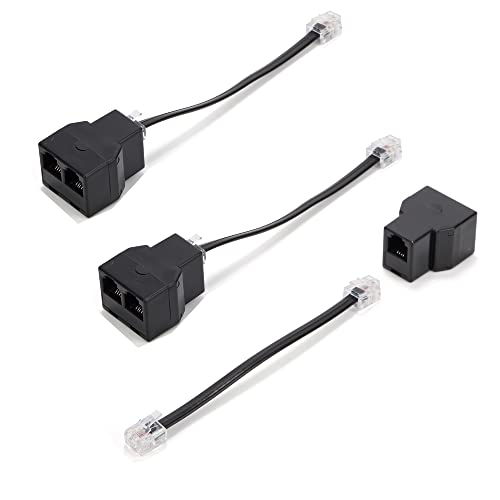 Vthahaby Phone Line Splitter,Telephone Splitter,with RJ11 6P4C Plugs,Suitable for Telephone,Fax Machine,Black (Black 3Pack) - Image 1