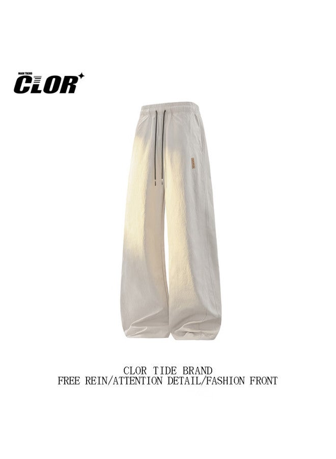 Clor American Style Casual Pants Spring Summer Loose Wide-leg Straight-leg Trousers For Men Cl89 Beige 4XL - Image 1