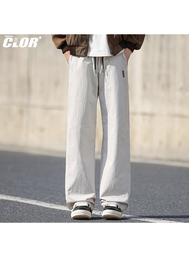 Clor American Style Casual Pants Spring Summer Loose Wide-leg Straight-leg Trousers For Men Cl89 Beige 4XL - Image 5