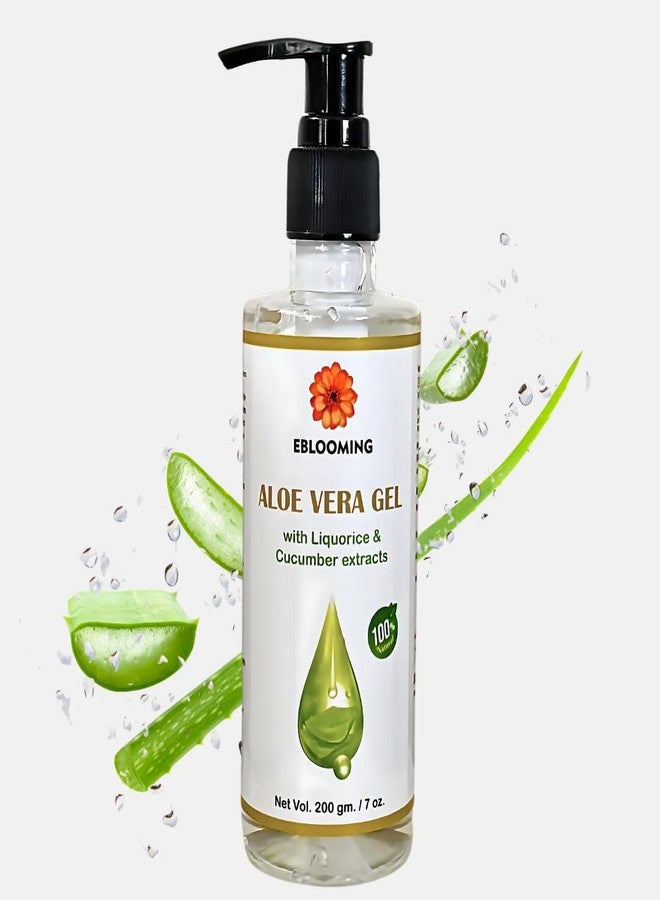 Eblooming Aloe Vera Gel - 200g | Enriched with Pure Aloe Vera, Liquorice, and Cucumber for Radiant Skin and Healthy Hair | Suitable for All Skin Types - Image 1