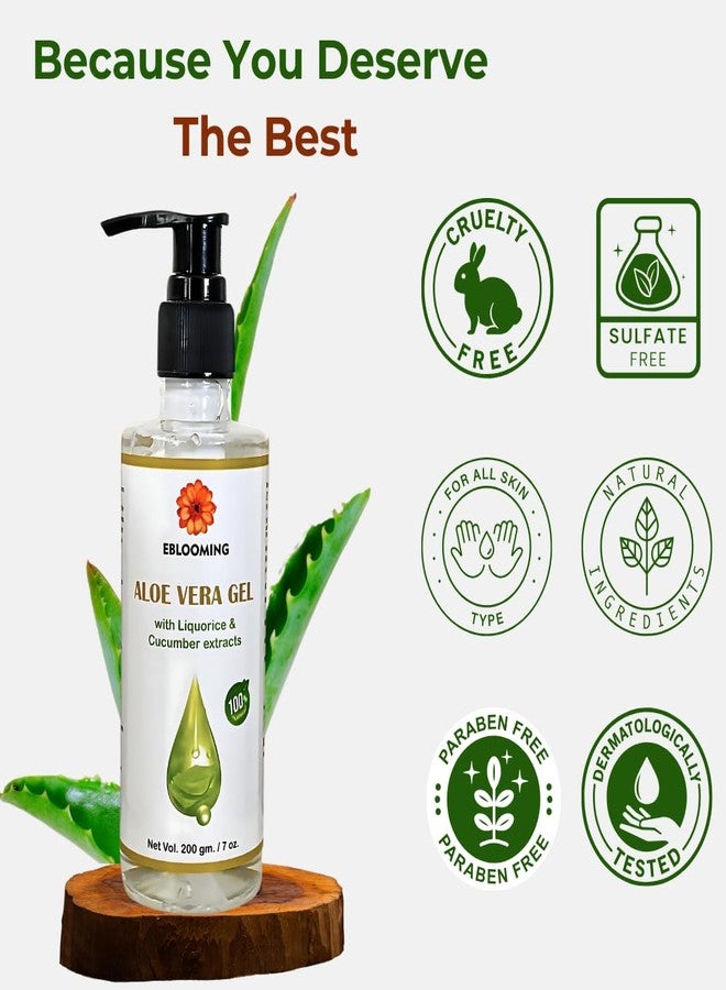 Eblooming Aloe Vera Gel - 200g | Enriched with Pure Aloe Vera, Liquorice, and Cucumber for Radiant Skin and Healthy Hair | Suitable for All Skin Types - Image 5