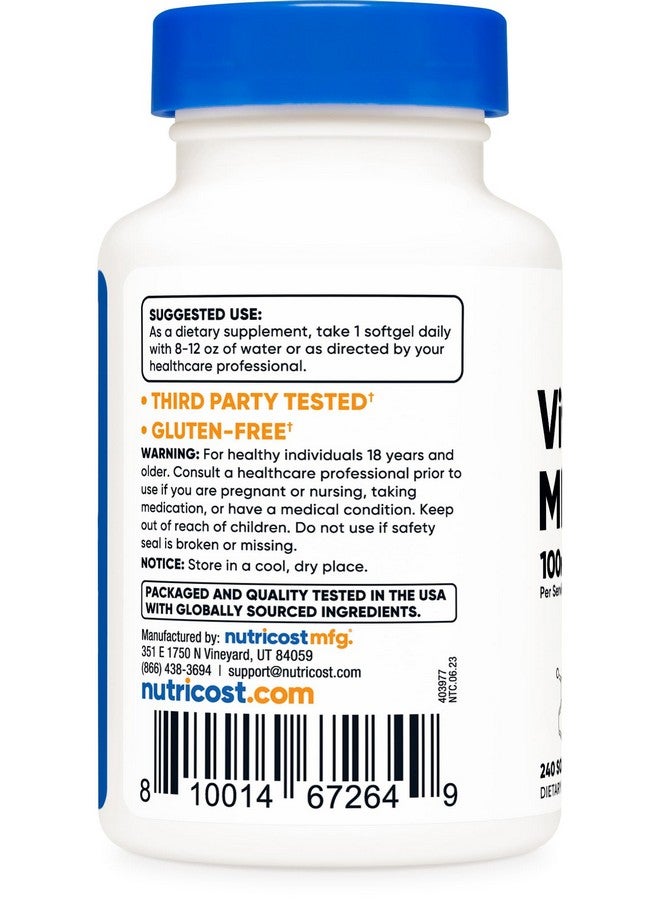 Nutricost Vitamin K2 MK-7 100 mcg, 240 Softgels - Gluten Free and Non-GMO MK7 - Image 4