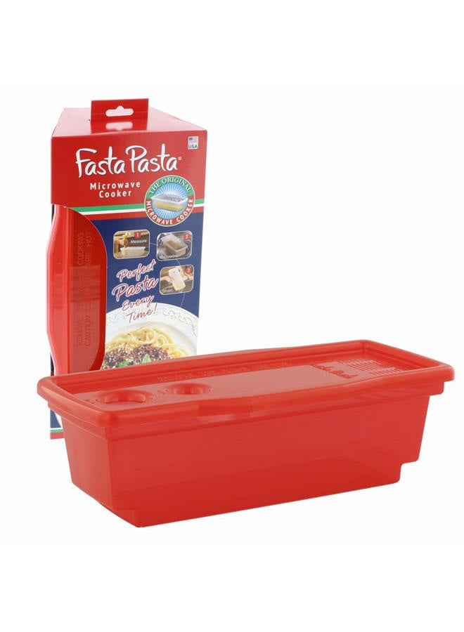 Fasta Pasta Microwave Cooker - The Original (Red) - No Mess, Sticking or Waiting for Boil - Image 1