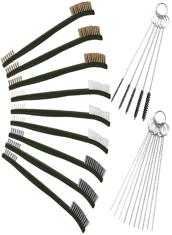 FineGood 9 PCS Wire Brush with Carb Cleaner Set, FineGood Wire Brush Set for Car Detailing Cleaning 3 Brass Brush 3 Steel Brush 3 Nylon Brush Tool Kits - Image 1