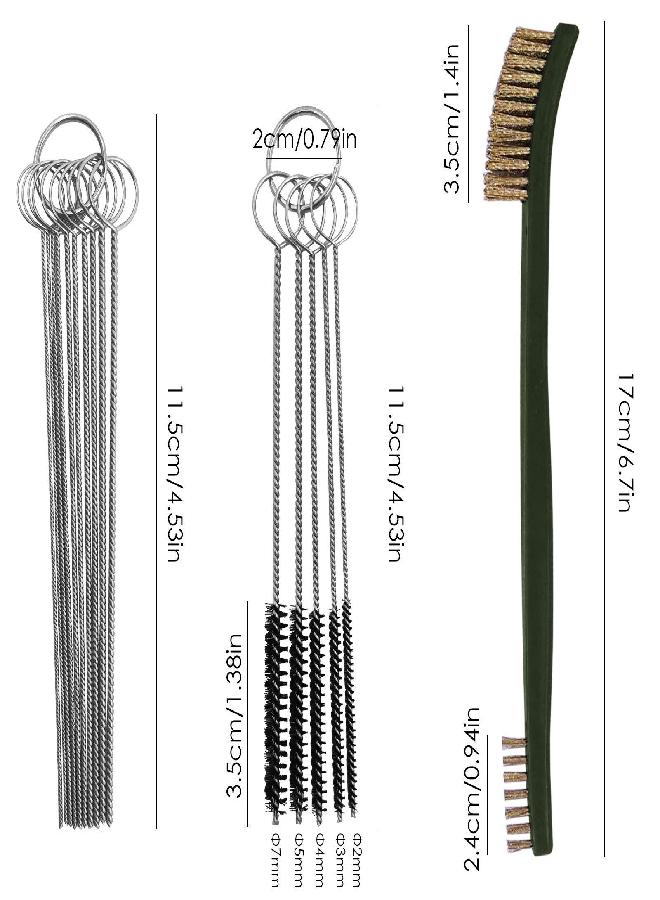 FineGood 9 PCS Wire Brush with Carb Cleaner Set, FineGood Wire Brush Set for Car Detailing Cleaning 3 Brass Brush 3 Steel Brush 3 Nylon Brush Tool Kits - Image 2