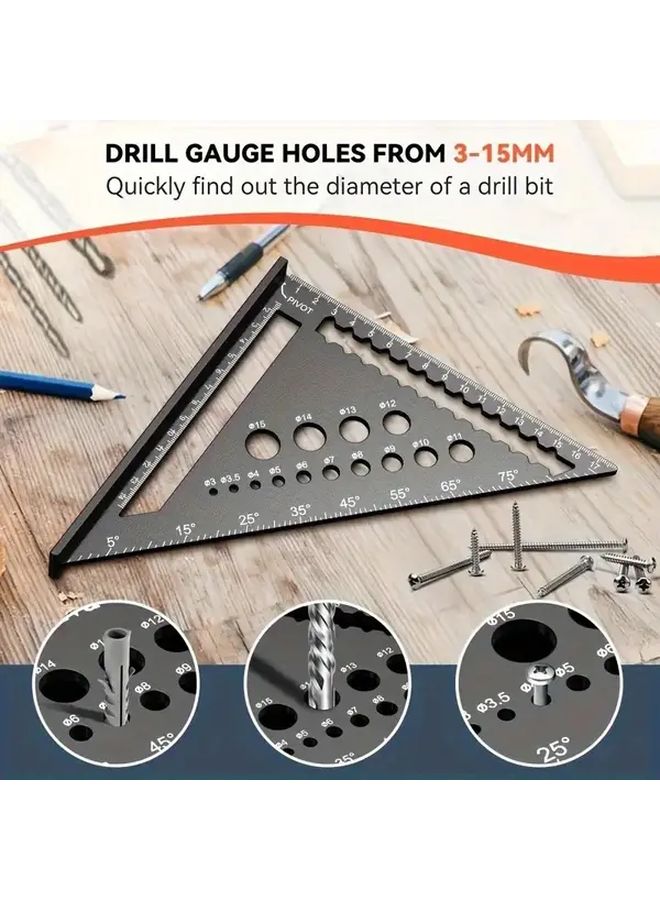 7Inch Red Carpenter Square Tool Multifunctional Design Precise Measurement - Image 4