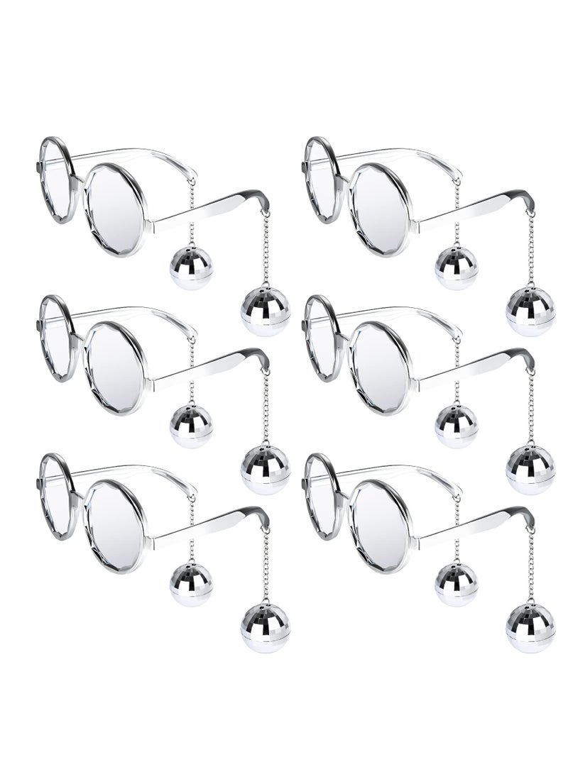 Captaintech Vintage Disco Ball Sunglasses, 6 Pack Fun Party Shades, 70s Retro Style, Unique Party Accessories, Silver Chain Design, Perfect for Themed Events - Image 1
