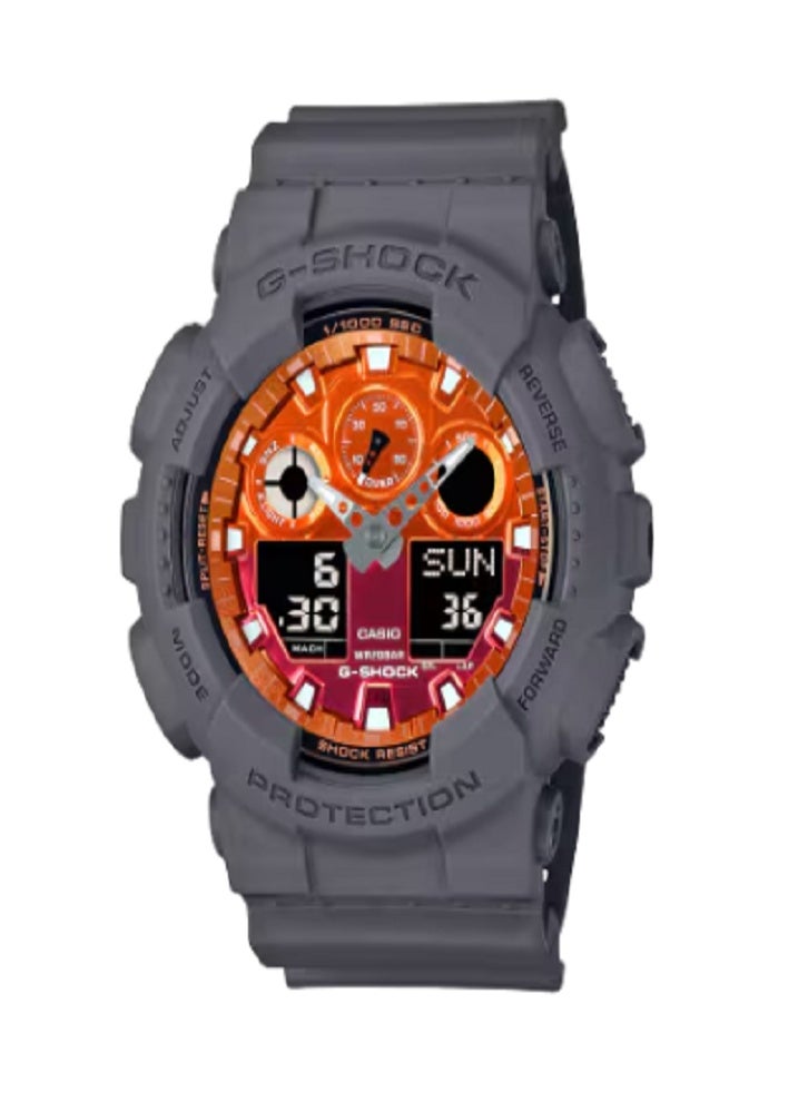 CASIO G-Shock GA-100FL-8A "Flame Inside" Men's Analog-Digital Watch (Orange) - Image 1