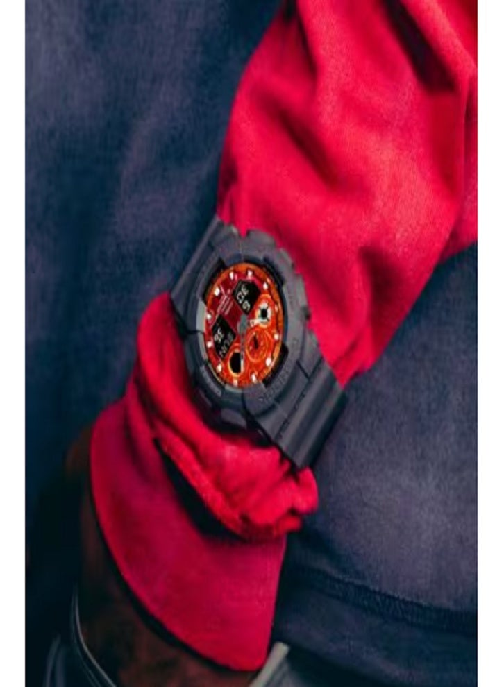 CASIO G-Shock GA-100FL-8A "Flame Inside" Men's Analog-Digital Watch (Orange) - Image 2