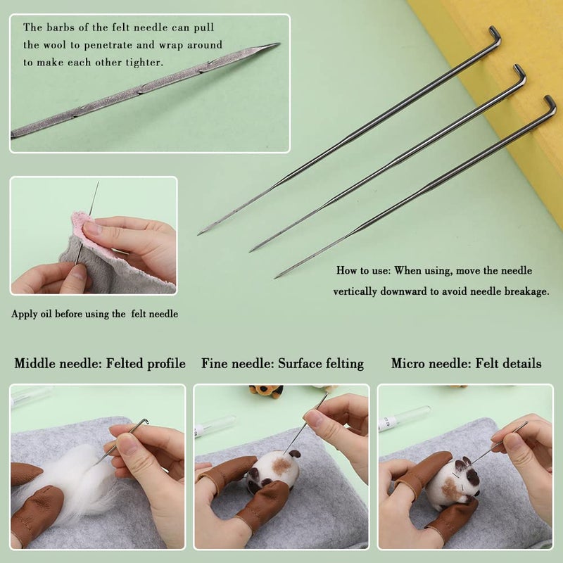 Mayboos Needle Felting Kit, 12 Pieces Doll Making Wool Needle Felting Starter Kit with Instruction, Felting Foam Mat and DIY Needle Felting Supply for DIY Craft Animal Home Decoration - Image 5